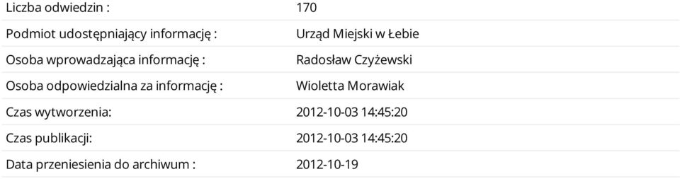 Miejski w Łebie Radosław Czyżewski Wioletta Morawiak Czas wytworzenia: