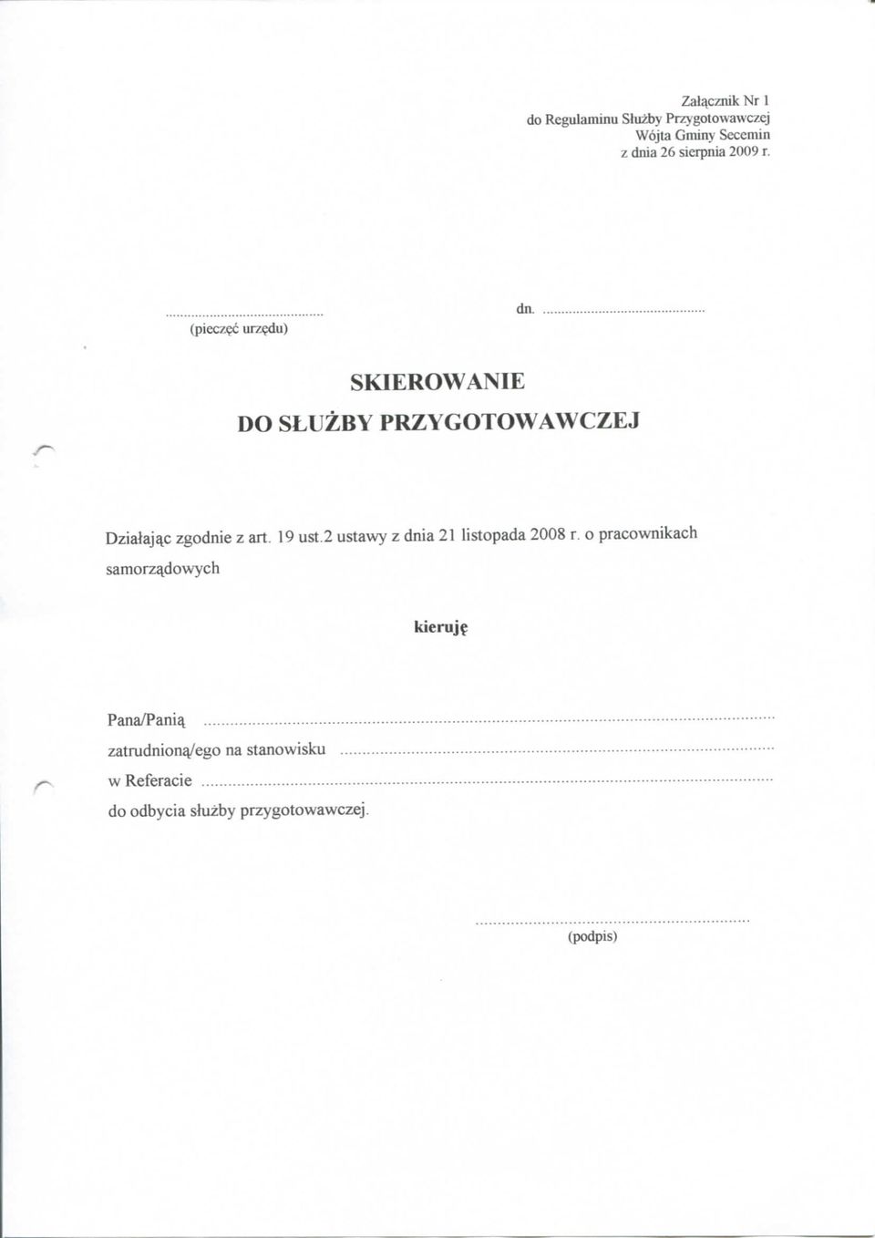 19 ust.2 ustawy z dnia 21 listopada 2008 r. o pracownikach samorzydowych kieruj?