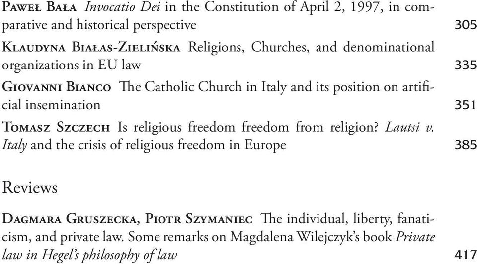 Tomasz Szczech Is religious freedom freedom from religion? Lautsi v.