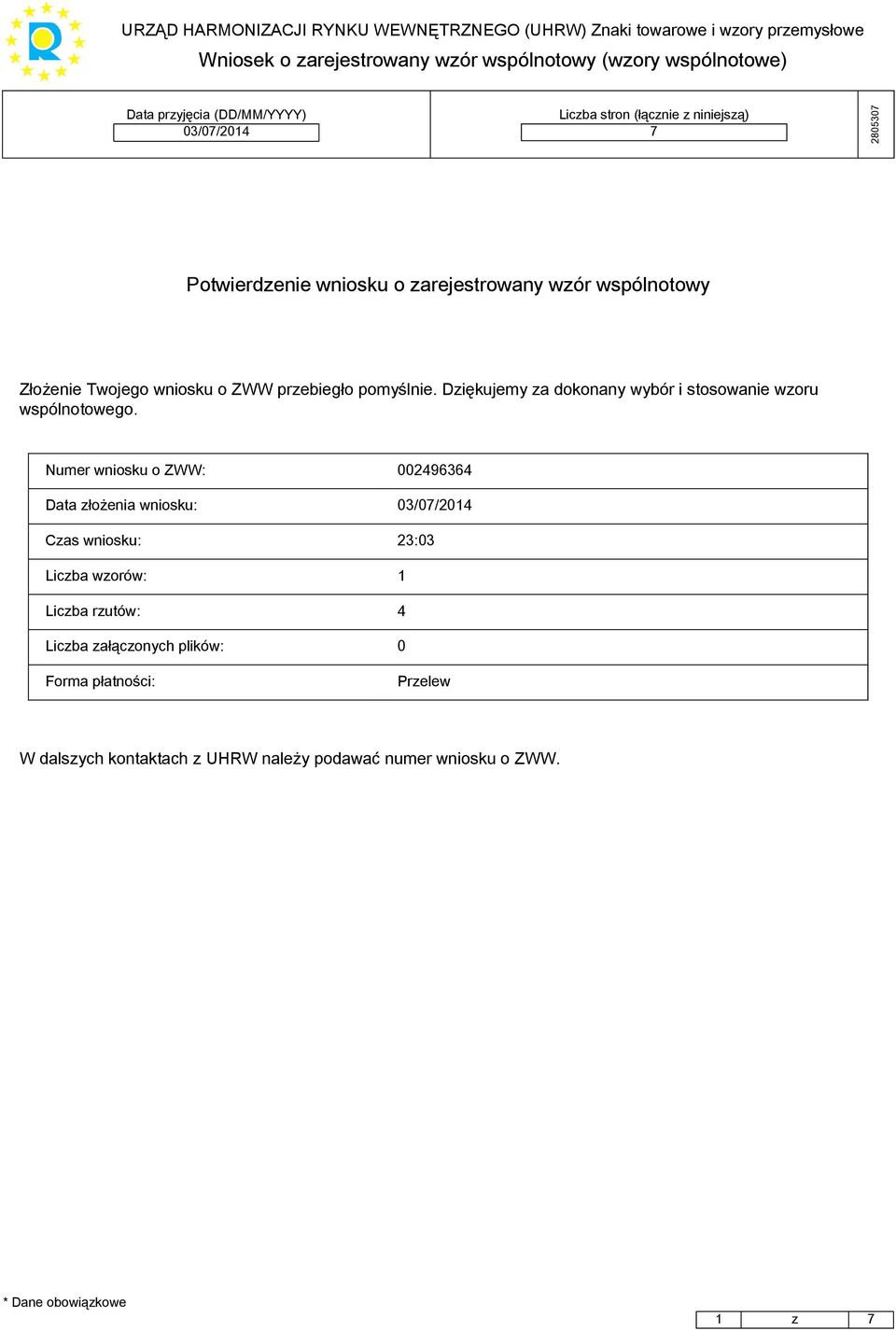 Dziękujemy za dokonany wybór i stosowanie wzoru wspólnotowego.