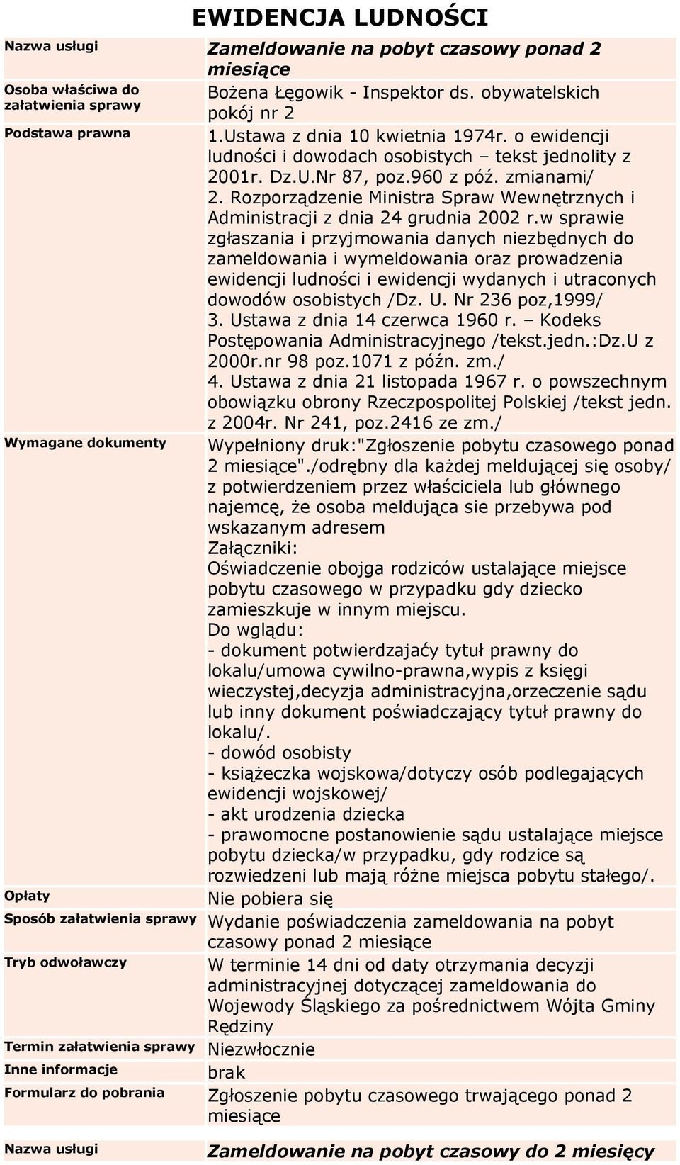 Ustawa z dnia 21 listopada 1967 r. o powszechnym obowiązku obrony Rzeczpospolitej Polskiej /tekst jedn. z 2004r. Nr 241, poz.2416 ze zm.