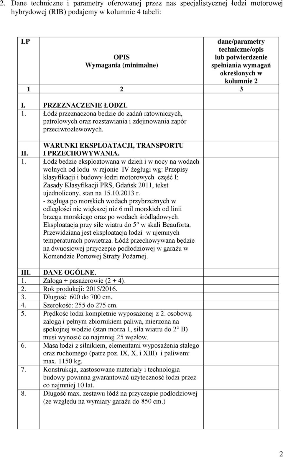 WARUNKI EKSPLOATACJI, TRANSPORTU II. I PRZECHOWYWANIA. 1.