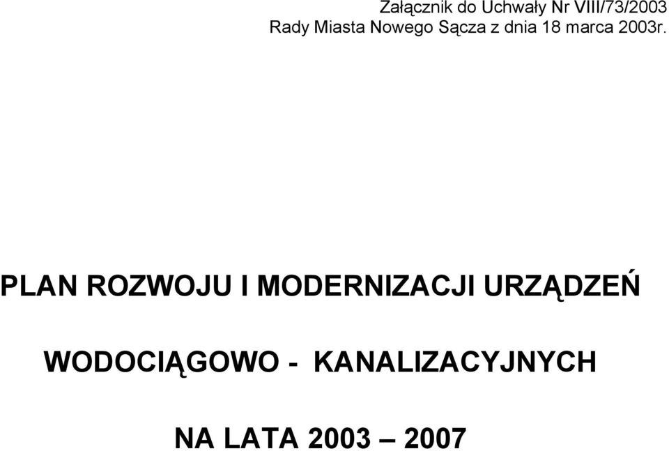 PLAN ROZWOJU I MODERNIZACJI URZĄDZEŃ