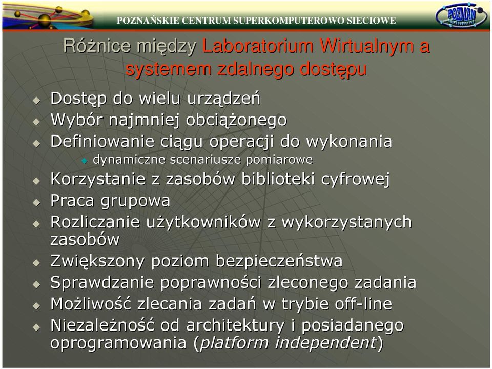 biblioteki cyfrowej Praca grupowa Rozliczanie użytkowników z wykorzystanych zasobów Zwiększony poziom bezpieczeństwa Sprawdzanie