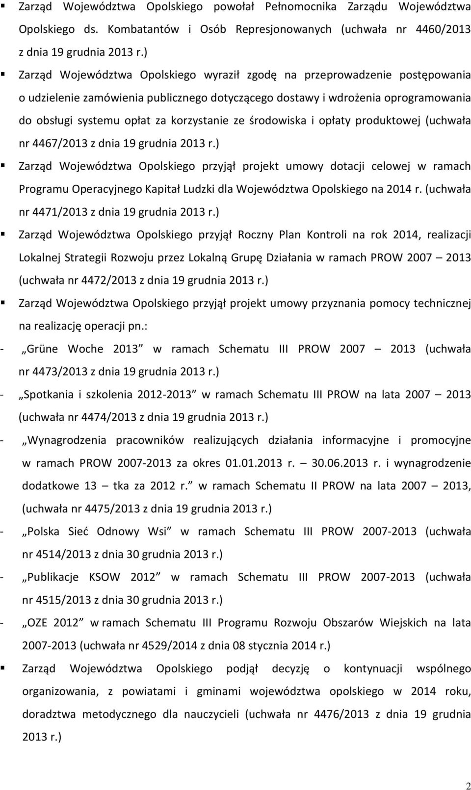 korzystanie ze środowiska i opłaty produktowej (uchwała nr 4467/2013 z dnia 19 grudnia 2013 r.