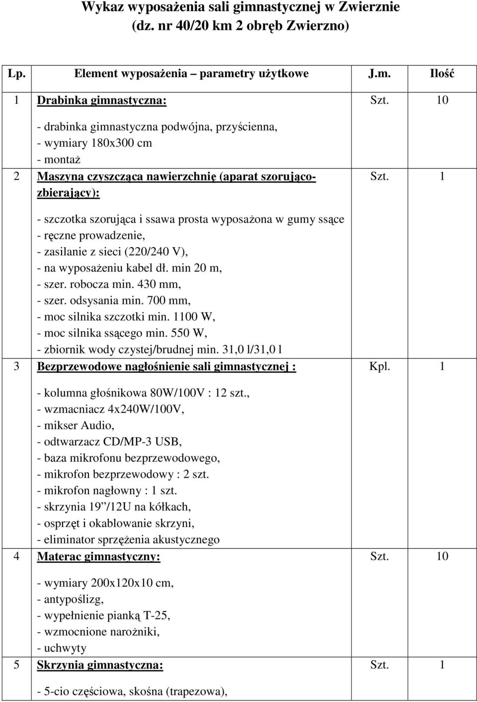 2 obręb Zwierzno) Lp. Eleme