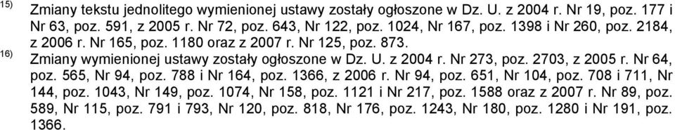 Nr 273, poz. 2703, z 2005 r. Nr 64, poz. 565, Nr 94, poz. 788 i Nr 164, poz. 1366, z 2006 r. Nr 94, poz. 651, Nr 104, poz. 708 i 711, Nr 144, poz. 1043, Nr 149, poz.