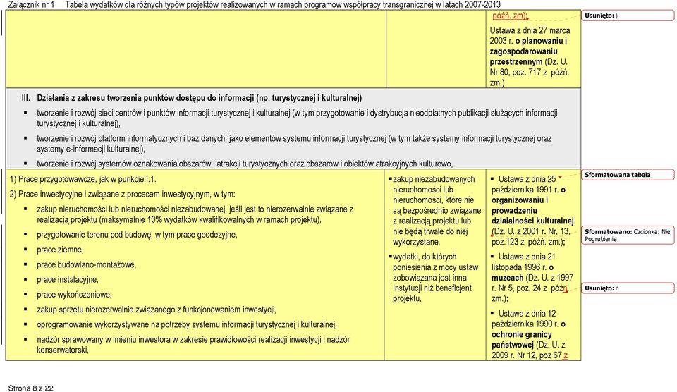 ) tworzenie i rozwój sieci centrów i punktów informacji turystycznej i kulturalnej (w tym przygotowanie i dystrybucja nieodpłatnych publikacji służących informacji turystycznej i kulturalnej),