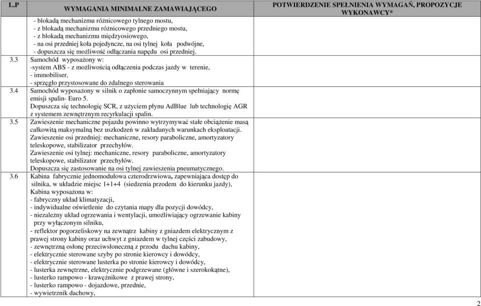 3 Samochód wyposażony w: -system ABS - z możliwością odłączenia podczas jazdy w terenie, - immobiliser, - sprzęgło przystosowane do zdalnego sterowania 3.