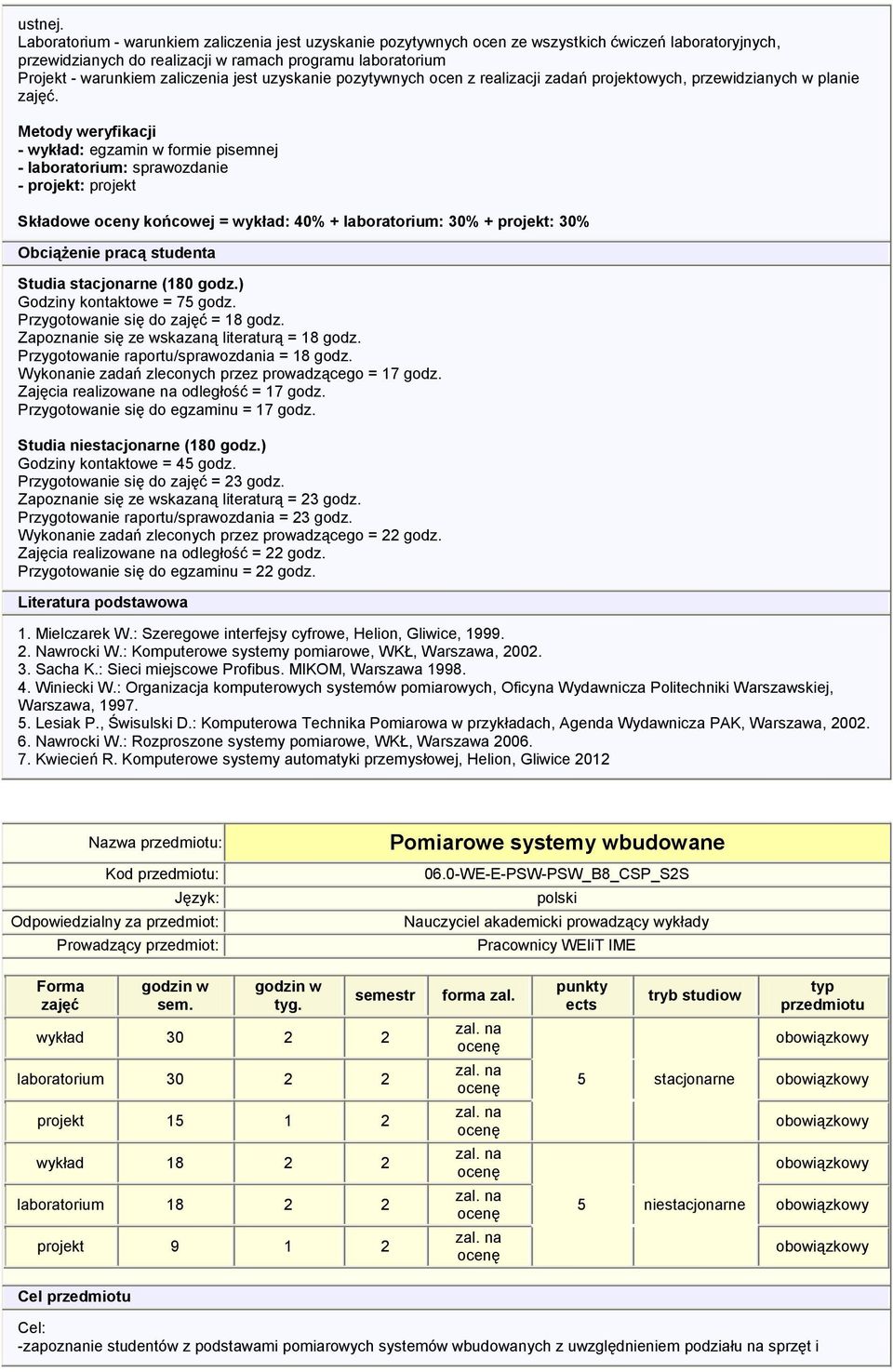 jest uzyskanie pozytywnych ocen z realizacji zadań projektowych, przewidzianych w planie.