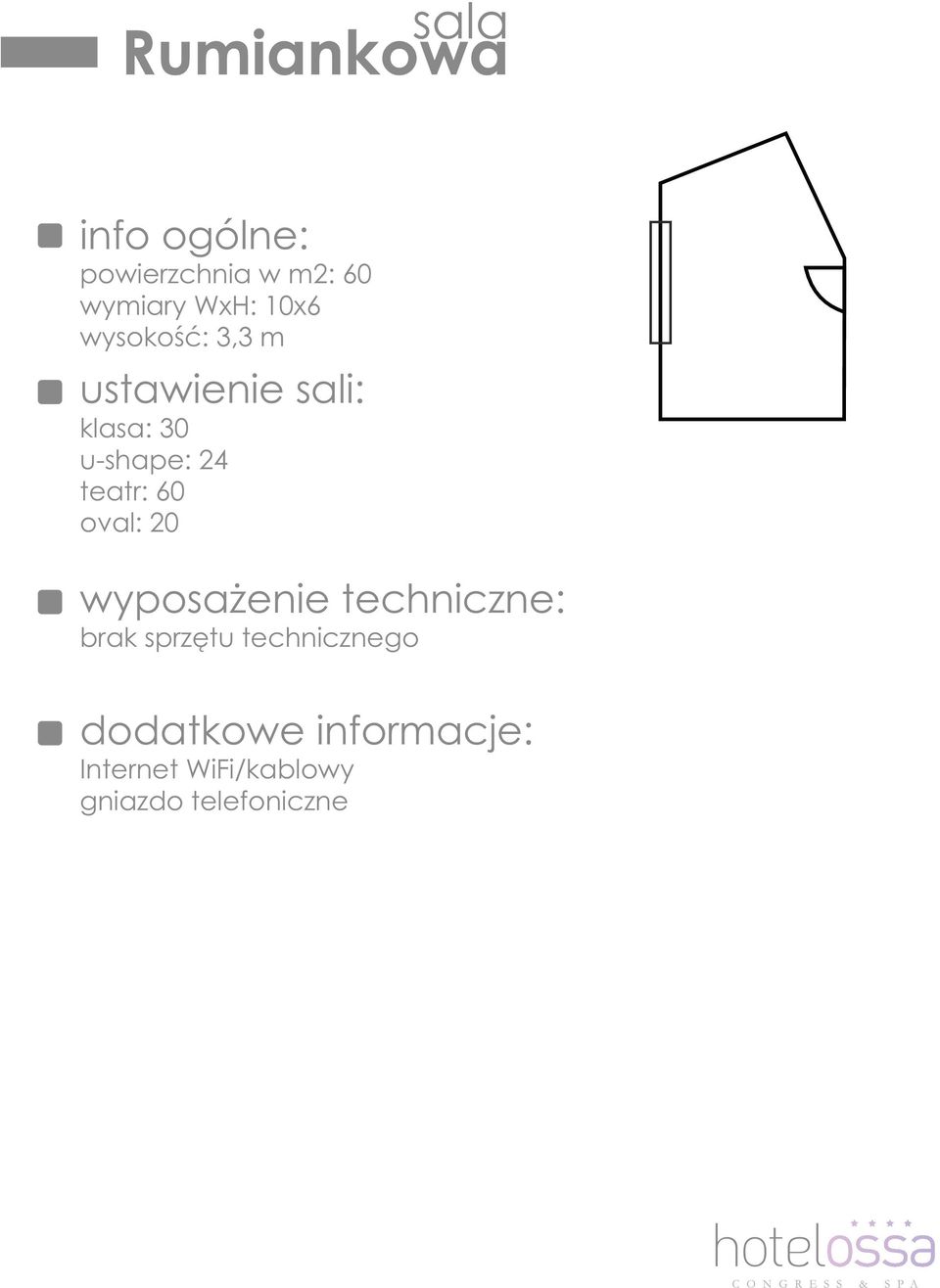 u-shape: 24 teatr: 60 oval: 20 brak sprzętu