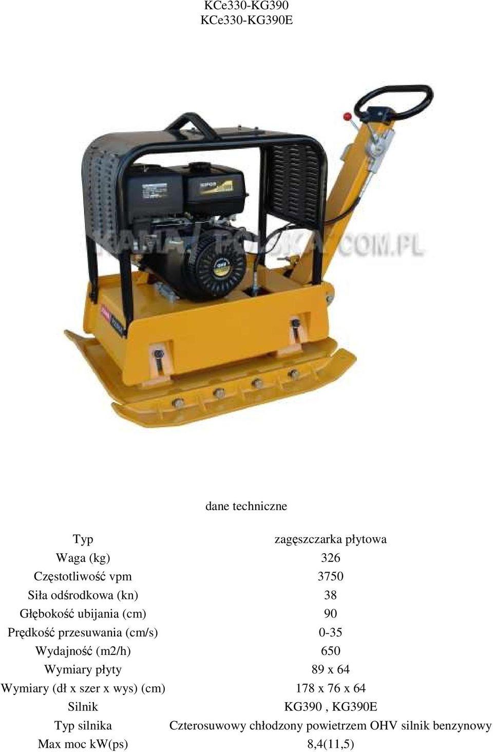 Wymiary płyty 89 x 64 Wymiary (dł x szer x wys) (cm) 178 x 76 x 64 KG390, KG390E