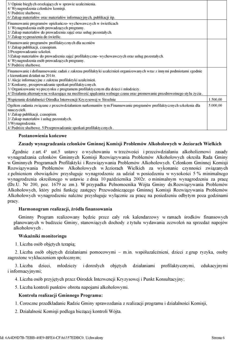 3/ Zakup wyposażenia do świetlic. Finansowanie programów profilaktycznych dla uczniów 1/ Zakup publikacji, czasopism. 2/Przeprowadzanie szkoleń.