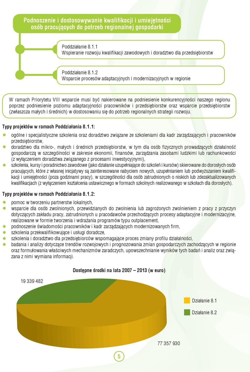 być nakierowane na podniesienie konkurencyjności naszego regionu poprzez podniesienie poziomu adaptacyjności pracowników i przedsiębiorstw oraz wsparcie przedsiębiorstw (zwłaszcza małych i średnich)