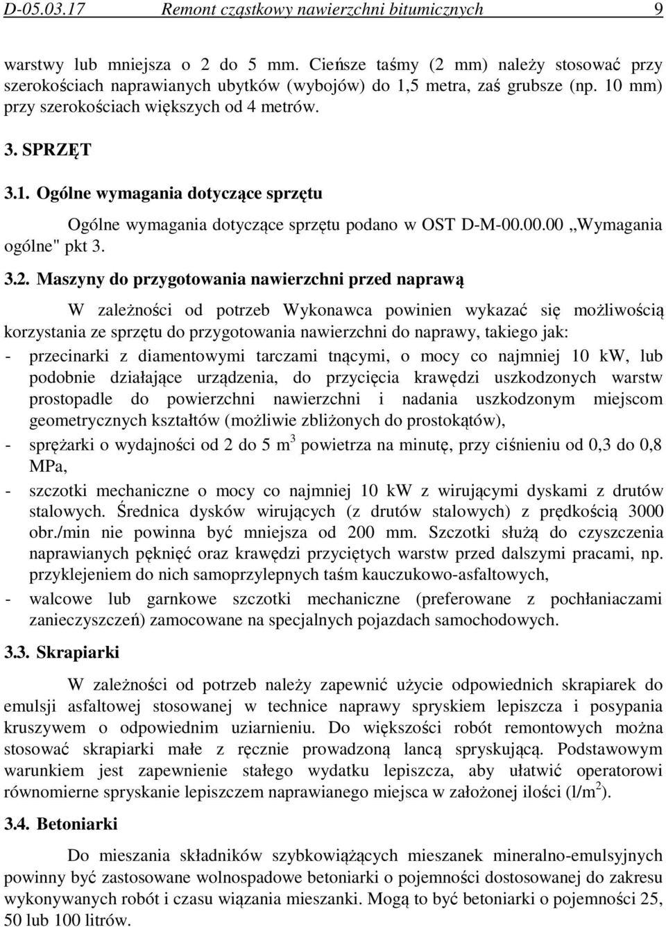 00.00 Wymagania ogólne" pkt 3. 3.2.