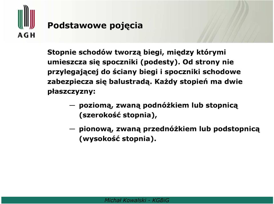 Od strony nie przylegającej do ściany biegi i spoczniki schodowe zabezpiecza się