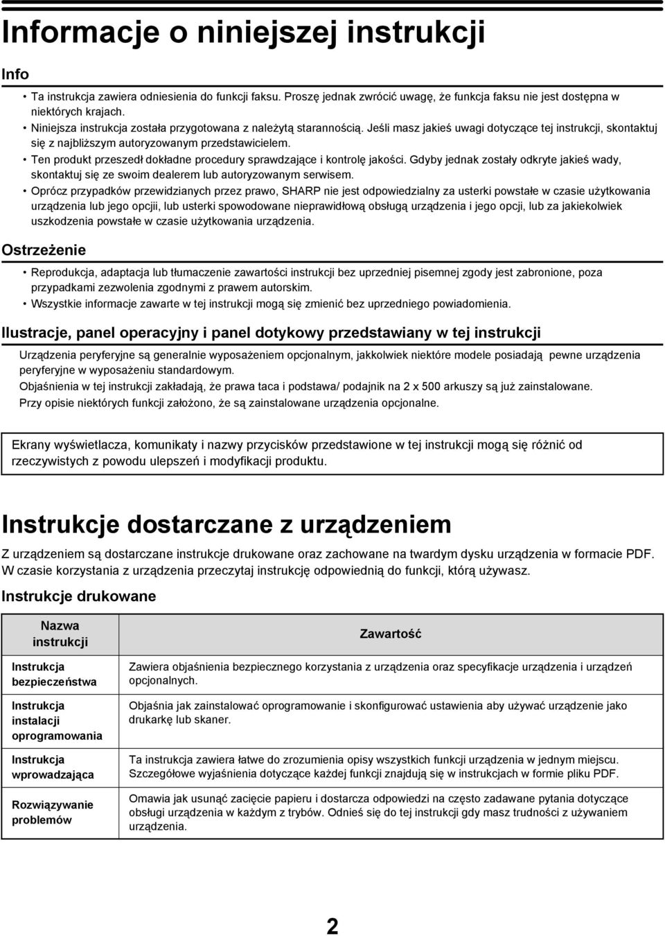 Ten produkt przeszedł dokładne procedury sprawdzające i kontrolę jakości. Gdyby jednak zostały odkryte jakieś wady, skontaktuj się ze swoim dealerem lub autoryzowanym serwisem.