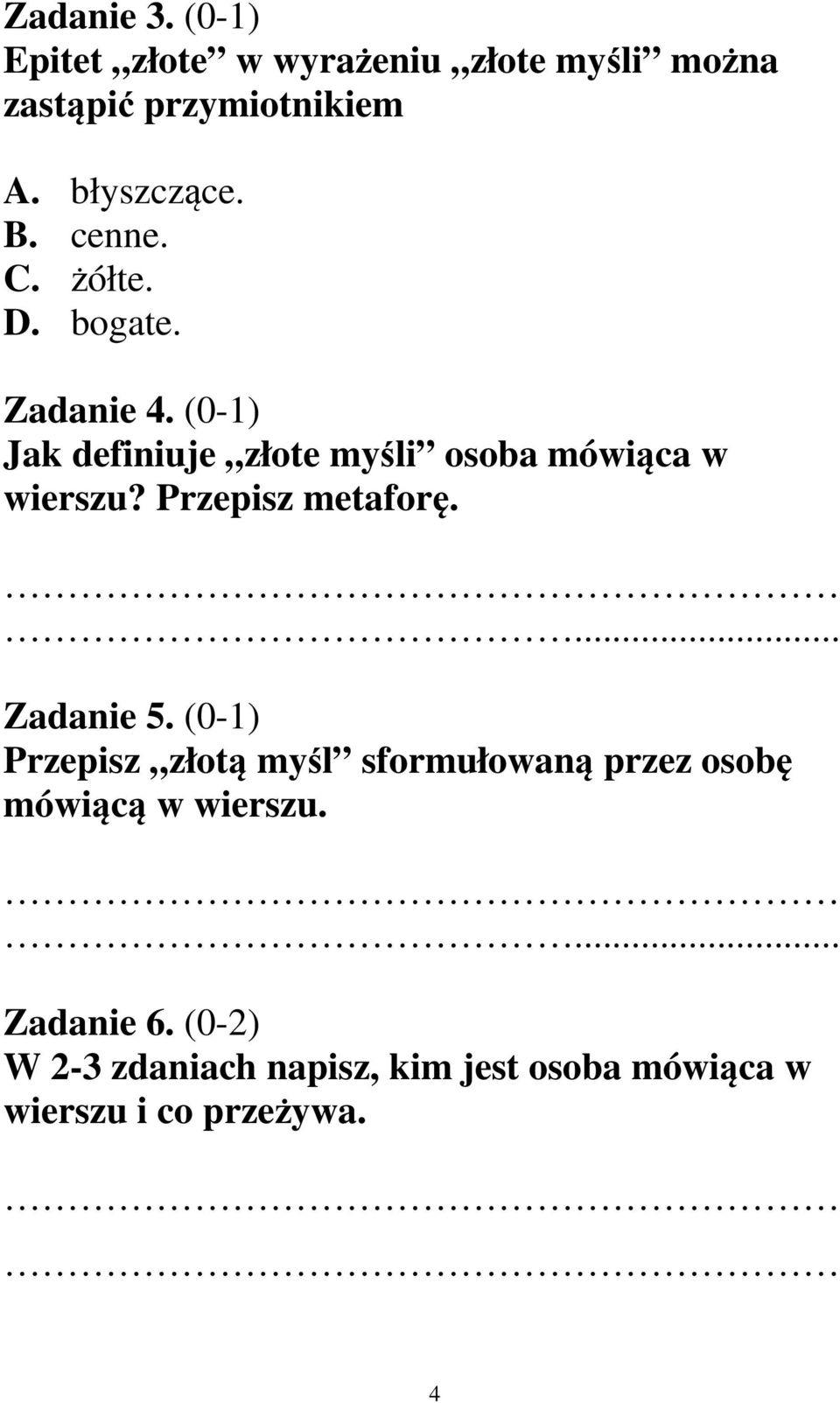 Przepisz metaforę.... Zadanie 5.