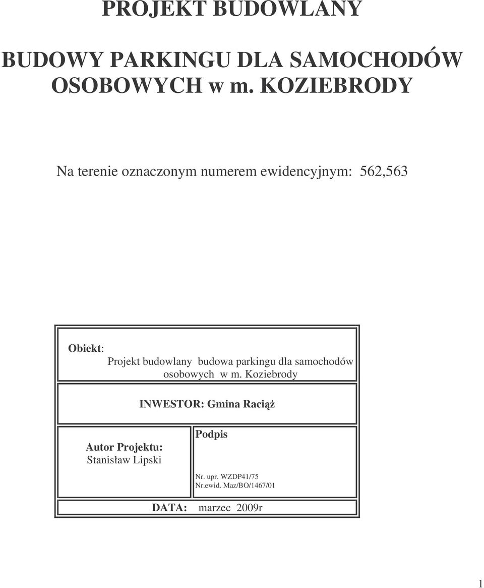 budowlany budowa parkingu dla samochodów osobowych w m.