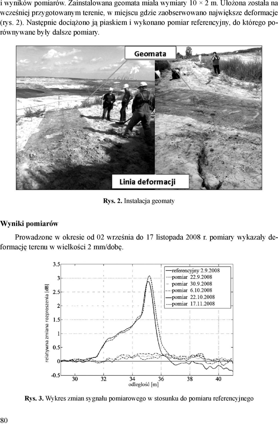 Następnie dociążono ją piaskiem i wykonano pomiar referencyjny, do którego porównywane były dalsze pomiary. Rys. 2.