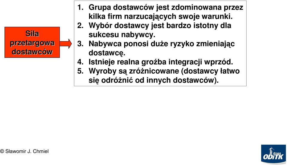 Wybór r dostawcy jest bardzo istotny dla sukcesu nabywcy. 3.