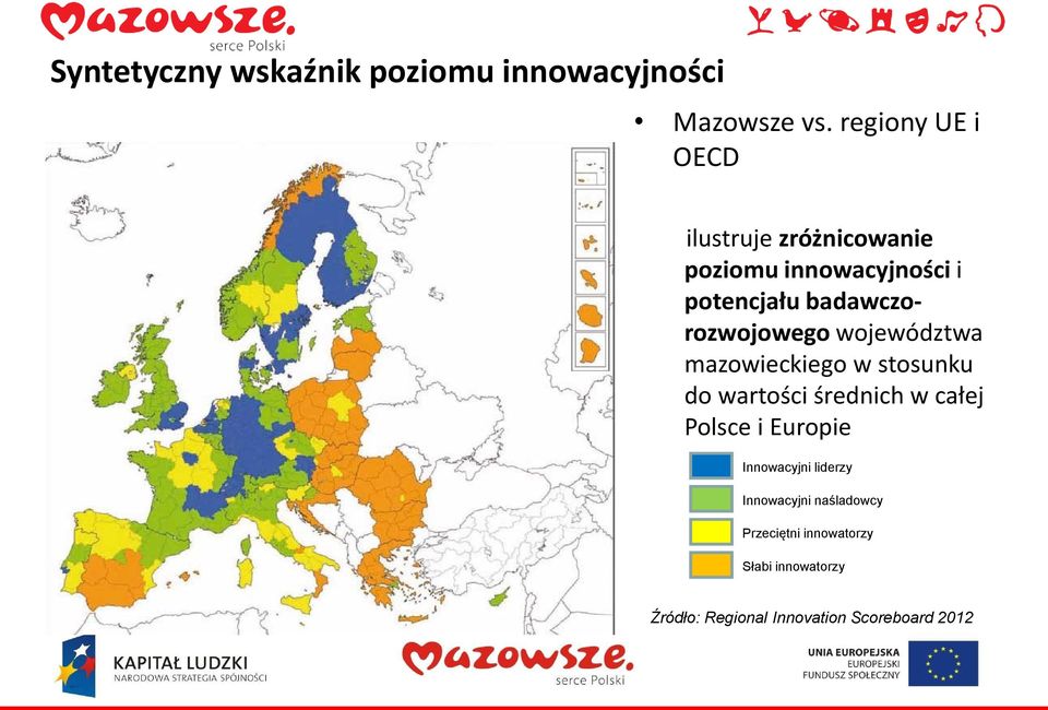 badawczorozwojowego województwa mazowieckiego w stosunku do wartości średnich w całej