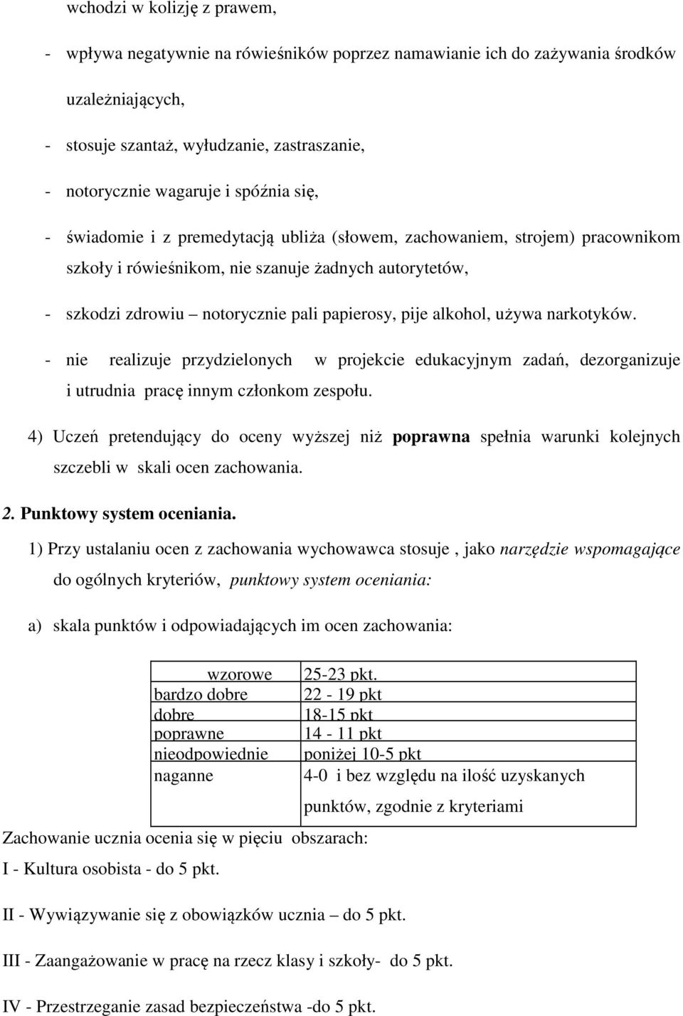 alkohol, używa narkotyków. - nie realizuje przydzielonych w projekcie edukacyjnym zadań, dezorganizuje i utrudnia pracę innym członkom zespołu.