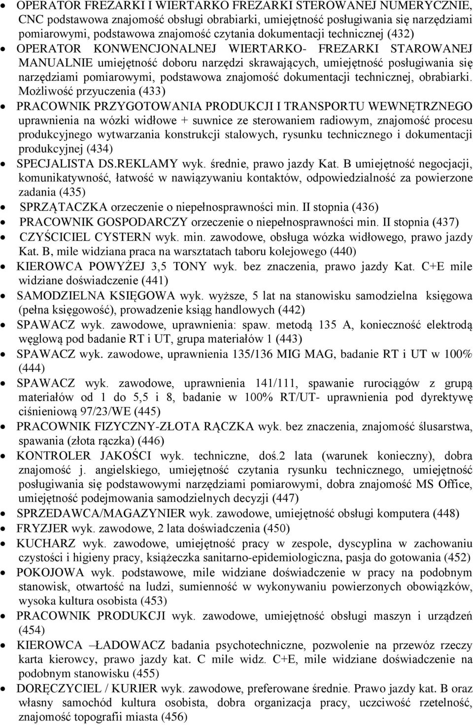 podstawowa znajomość dokumentacji technicznej, obrabiarki.