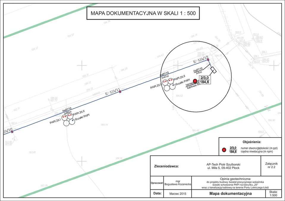 2 Opracował: mgr Bogusława Kozanecka Data: Marzec 2015 Opinia geotechniczna do projektu budowy świateł precyzyjnego