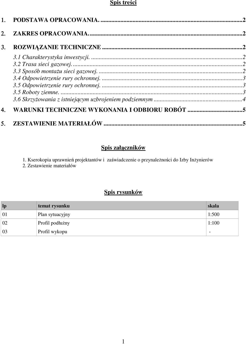 WARUNKI TECHNICZNE WYKONANIA I ODBIORU ROBÓT...5 5. ZESTAWIENIE MATERIAŁÓW...5 Spis załączników 1.