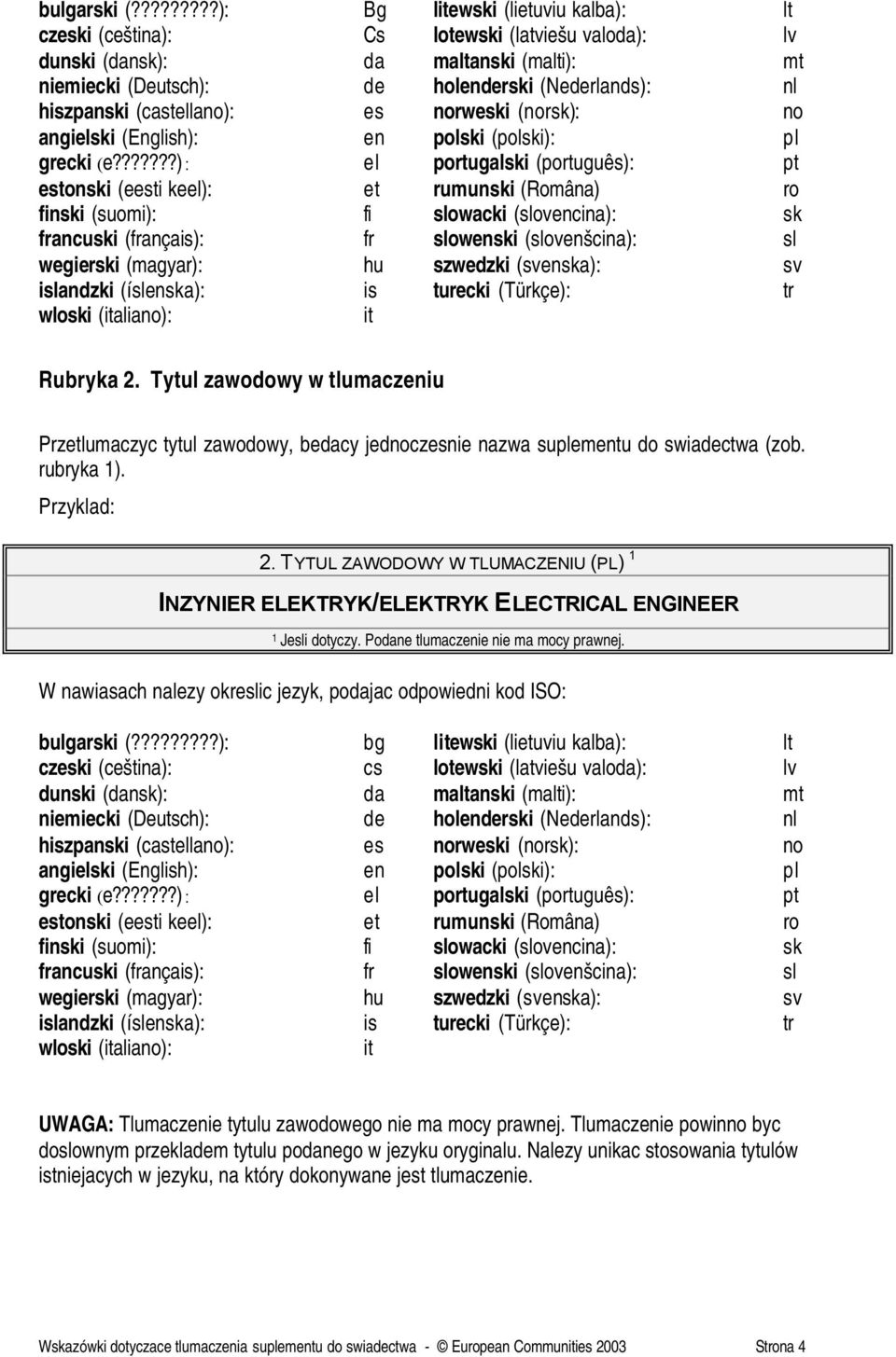 hiszpanski (castellano): es norweski (norsk): no angielski (English): en polski (polski): pl grecki (e?