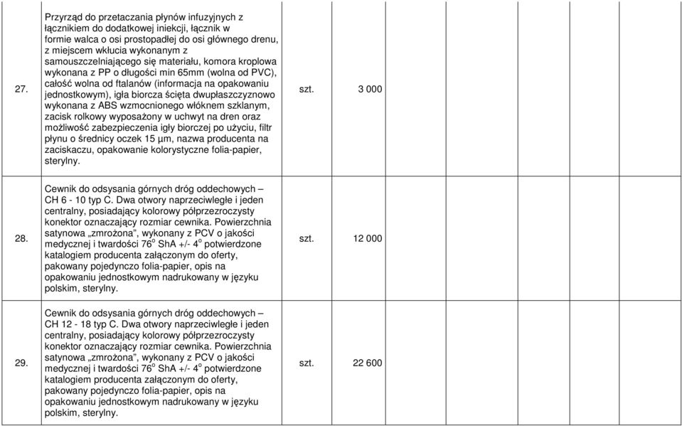 dwupłaszczyznowo wykonana z ABS wzmocnionego włóknem szklanym, zacisk rolkowy wyposażony w uchwyt na dren oraz możliwość zabezpieczenia igły biorczej po użyciu, filtr płynu o średnicy oczek 15 µm,