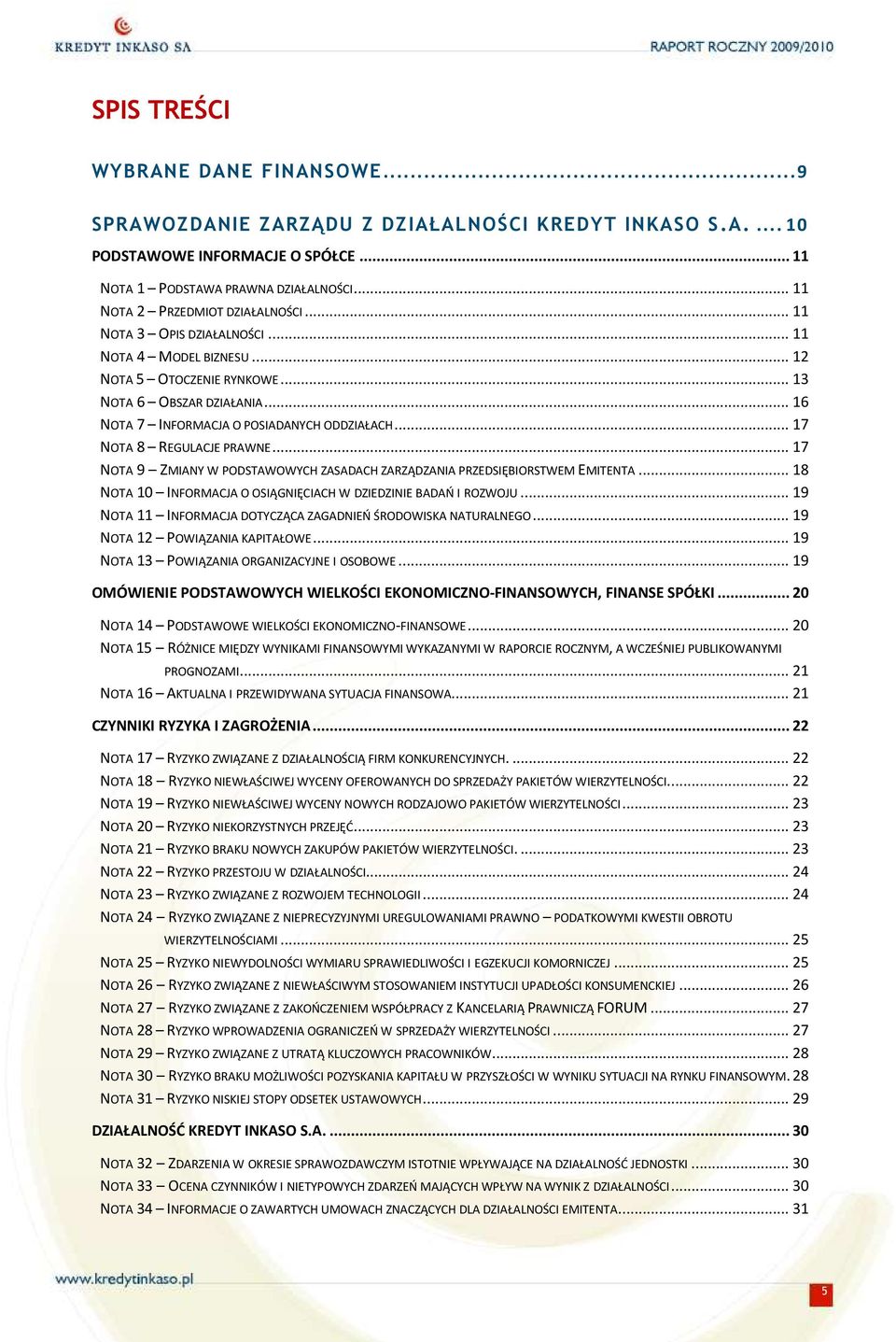 .. 16 NOTA 7 INFORMACJA O POSIADANYCH ODDZIAŁACH... 17 NOTA 8 REGULACJE PRAWNE... 17 5 NOTA 9 ZMIANY W PODSTAWOWYCH ZASADACH ZARZĄDZANIA PRZEDSIĘBIORSTWEM EMITENTA.