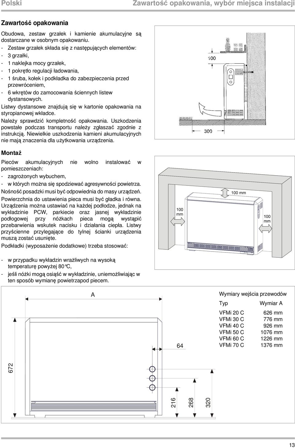 6 wkrętów do zamocowania ściennych listew dystansowych. Listwy dystansowe znajdują się w kartonie opakowania na styropianowej wkładce. NaleŜy sprawdzić kompletność opakowania.