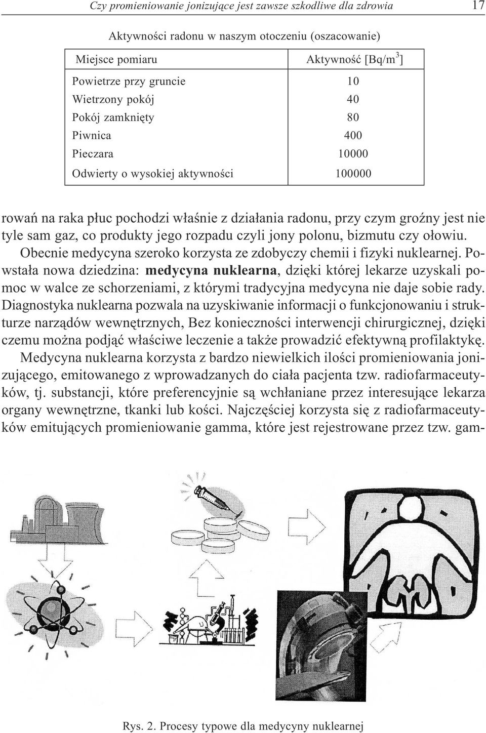 rozpadu czyli jony polonu, bizmutu czy o³owiu. Obecnie medycyna szeroko korzysta ze zdobyczy chemii i fizyki nuklearnej.