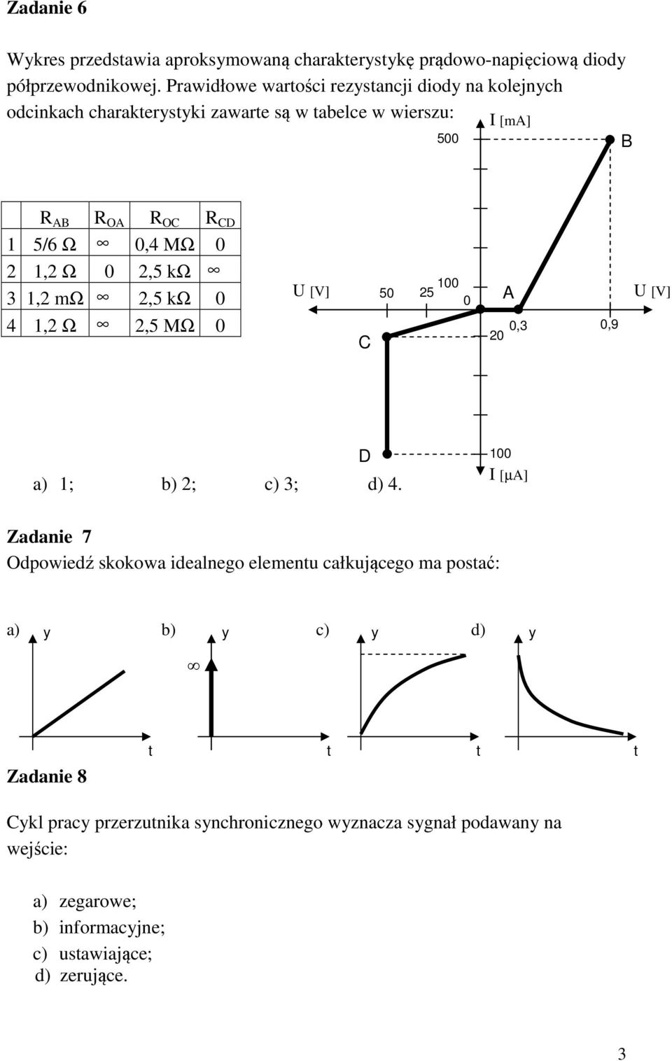 2 1,2 Ω 0 2,5 kω 3 1,2 mω 2,5 kω 0 4 1,2 Ω 2,5 MΩ 0 U [V] C 100 50 25 0 A 0,3 0,9 20 U [V] a) 1; b) 2; c) 3; d) 4.