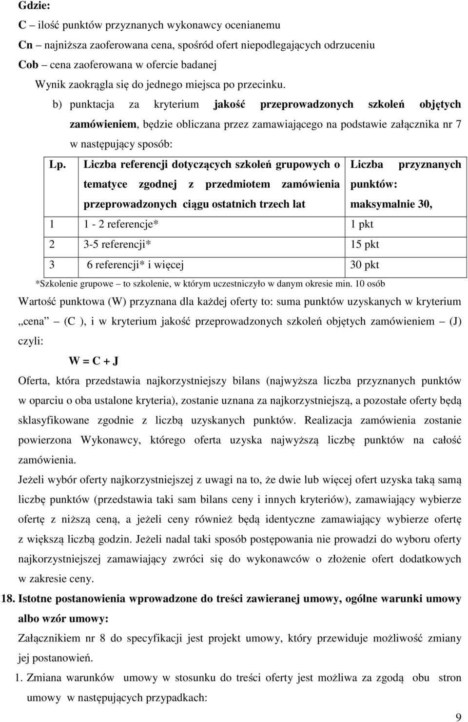 Liczba referencji dotyczących szkoleń grupowych o Liczba przyznanych tematyce zgodnej z przedmiotem zamówienia punktów: przeprowadzonych ciągu ostatnich trzech lat maksymalnie 30, 1 1-2 referencje* 1