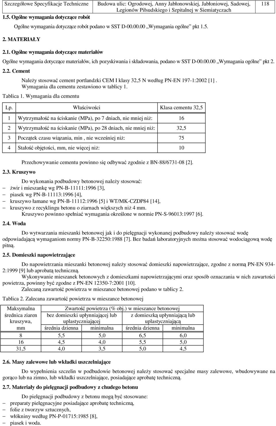 Wymagania dla cementu Lp.