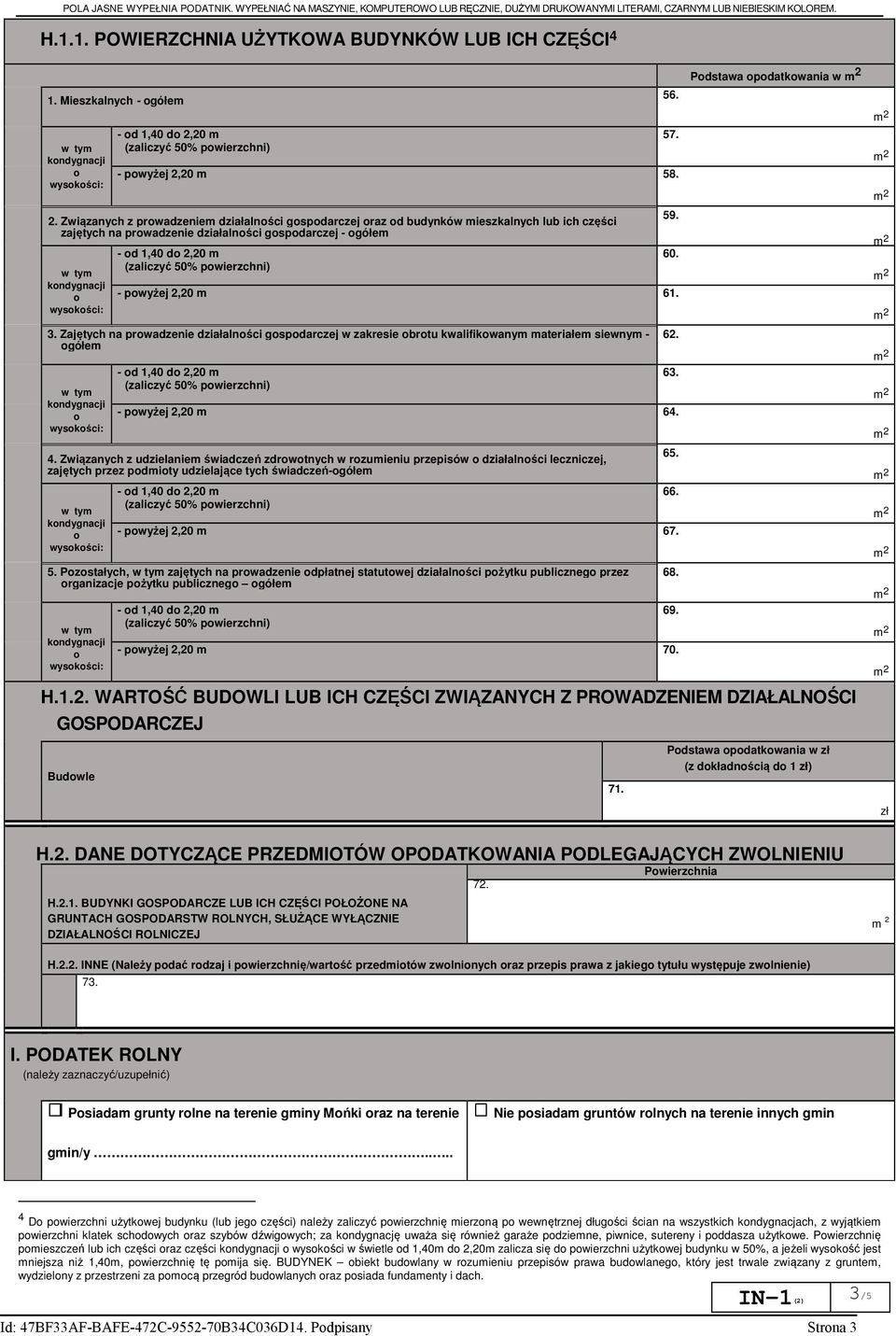 20 m (zaliczyć 50% powierzchni) - powyżej 2,