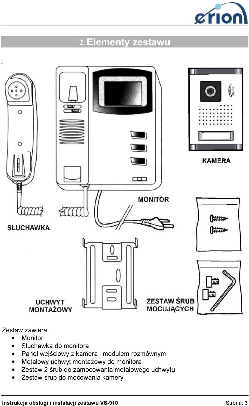 monitora Zestaw 2 śrub do zamocowania metalowego uchwytu Zestaw śrub do