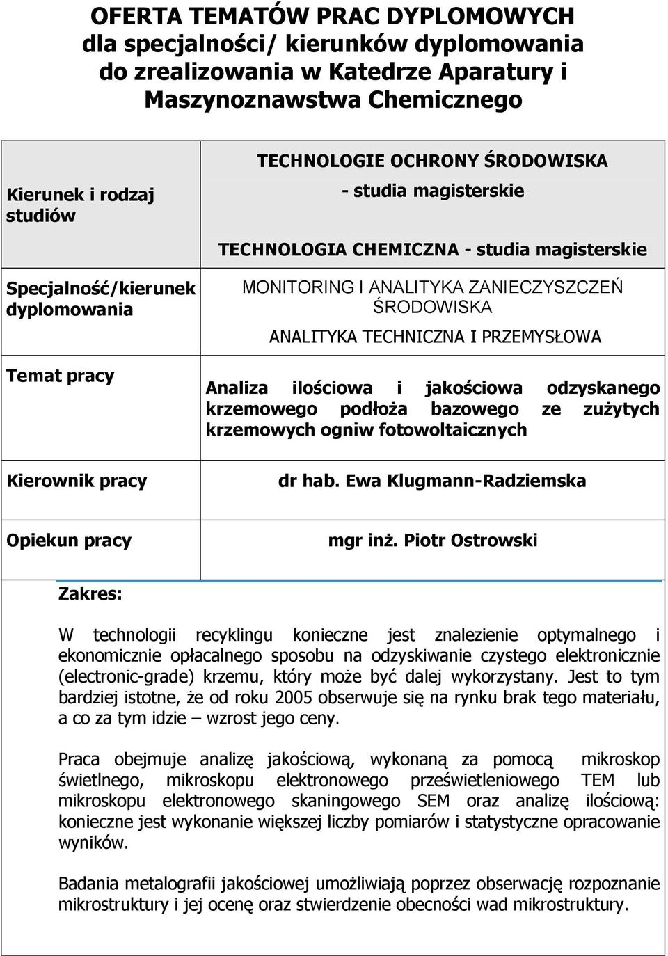 dalej wykorzystany. Jest to tym bardziej istotne, że od roku 2005 obserwuje się na rynku brak tego materiału, a co za tym idzie wzrost jego ceny.