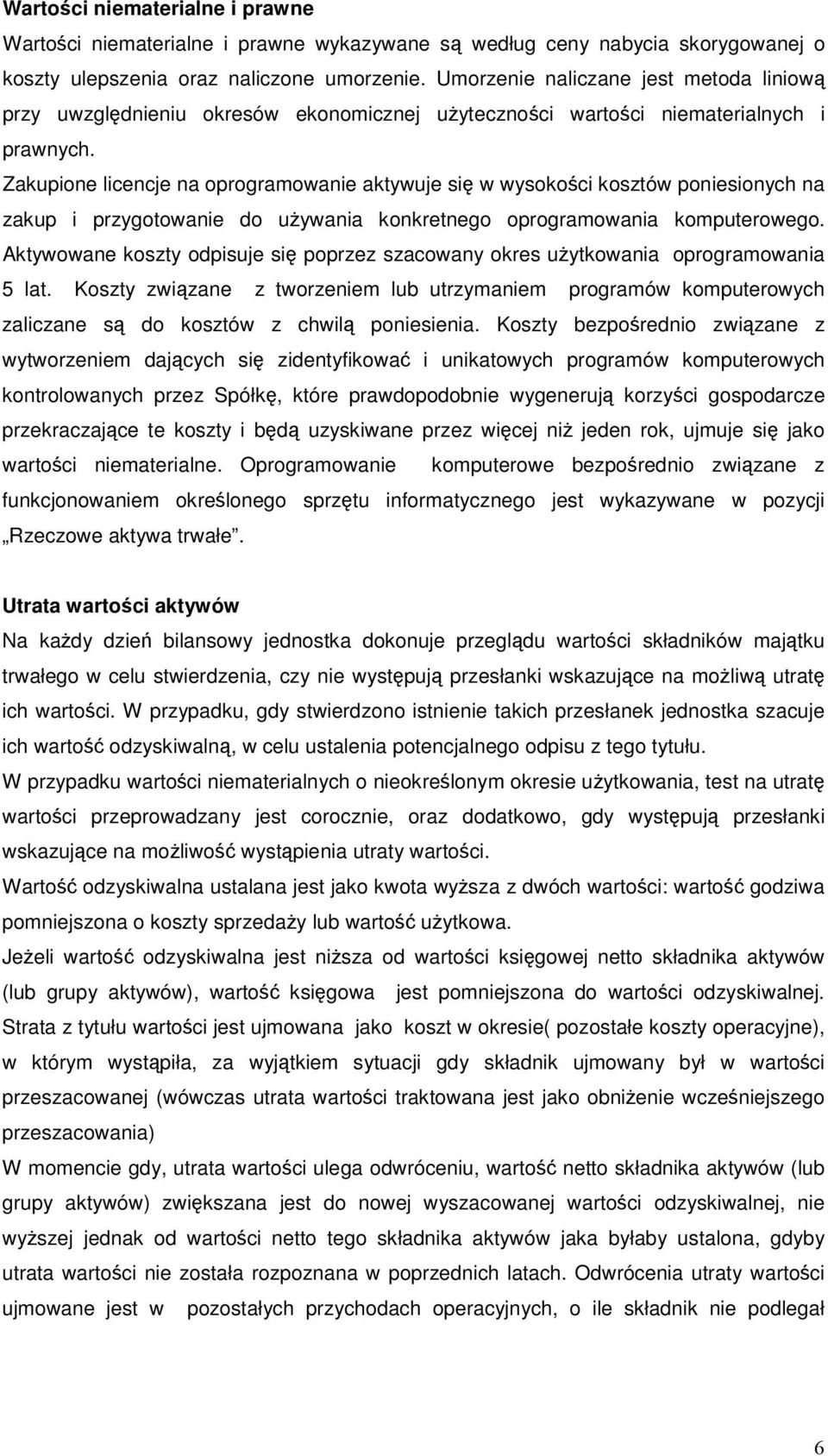 Zakupione licencje na oprogramowanie aktywuje si w wysokoci kosztów poniesionych na zakup i przygotowanie do uywania konkretnego oprogramowania komputerowego.