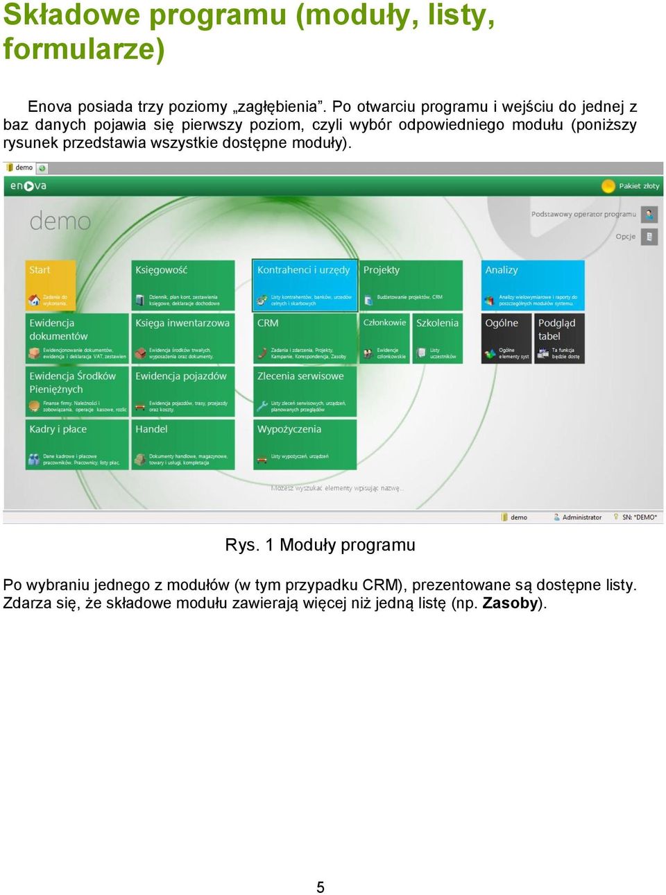 modułu (poniższy rysunek przedstawia wszystkie dostępne moduły). Rys.