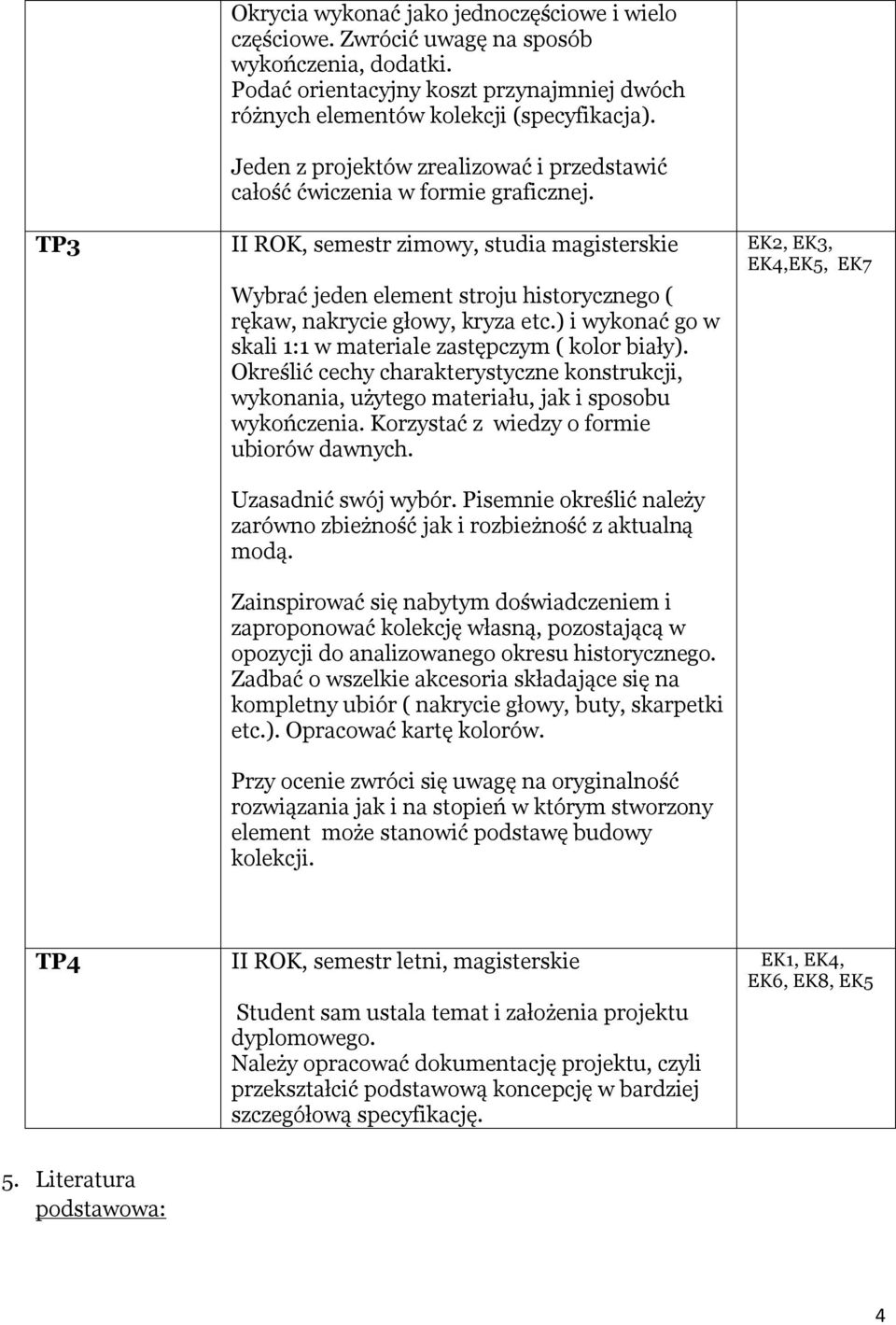 II ROK, semestr zimowy, studia magisterskie Wybrać jeden element stroju historycznego ( rękaw, nakrycie głowy, kryza etc.) i wykonać go w skali 1:1 w materiale zastępczym ( kolor biały).