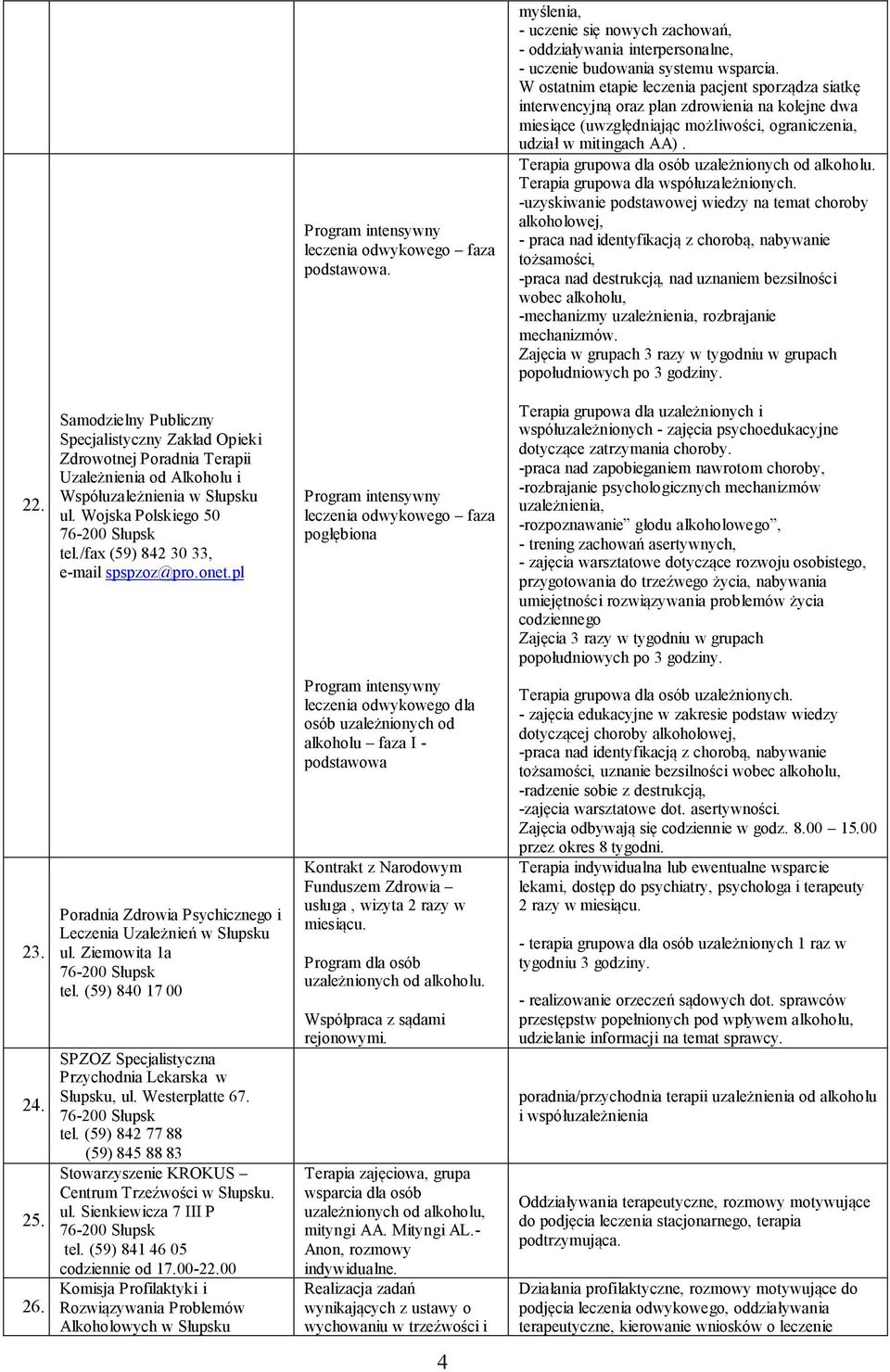 Terapia grupowa dla osób Terapia grupowa dla współuzależnionych.