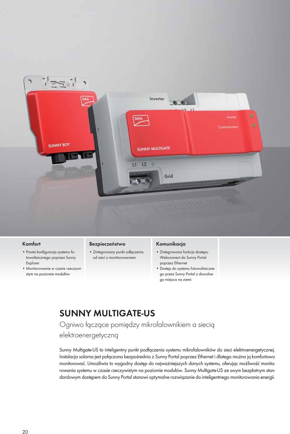 MULTIGATE-US Ogniwo łączące pomiędzy mikrofalownikiem a siecią elektroenergetyczną Sunny Multigate-US to inteligentny punkt podłączenia systemu mikrofalowników do sieci elektroenergetycznej.