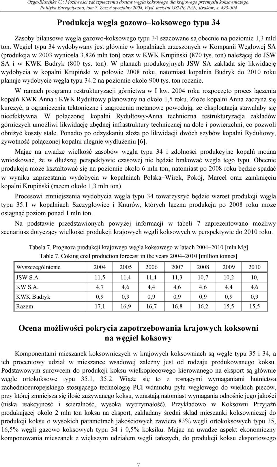 ton) należącej do JSW SA i w KWK Budryk (800 tys. ton).