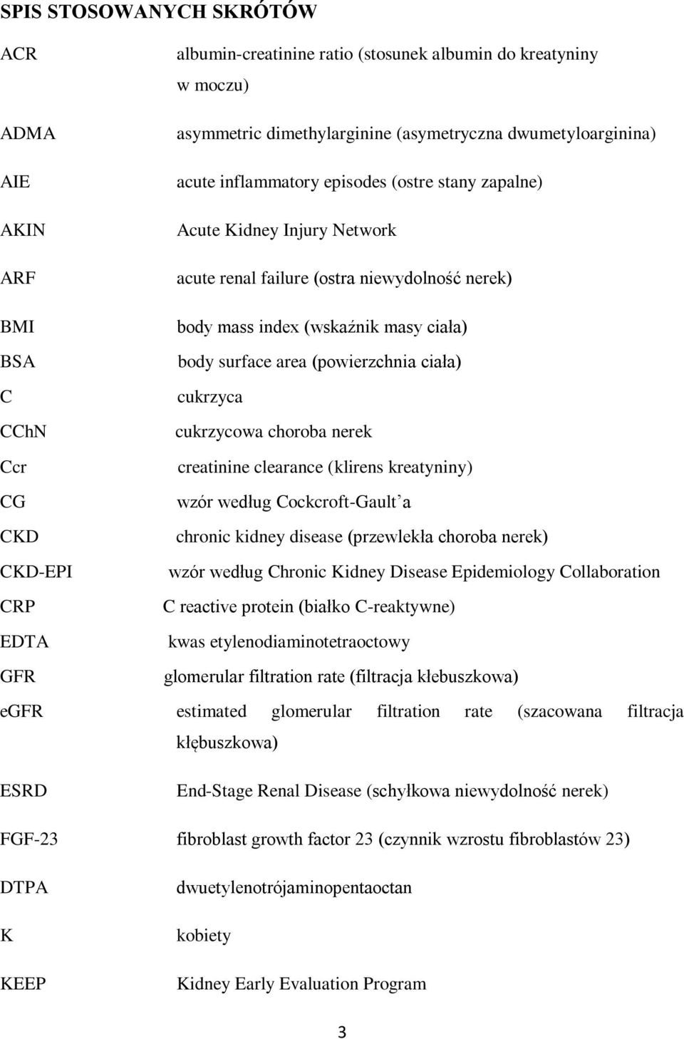 cukrzyca cukrzycowa choroba nerek Ccr creatinine clearance (klirens kreatyniny) CG wzór według Cockcroft-Gault a CKD chronic kidney disease (przewlekła choroba nerek) CKD-EPI wzór według Chronic