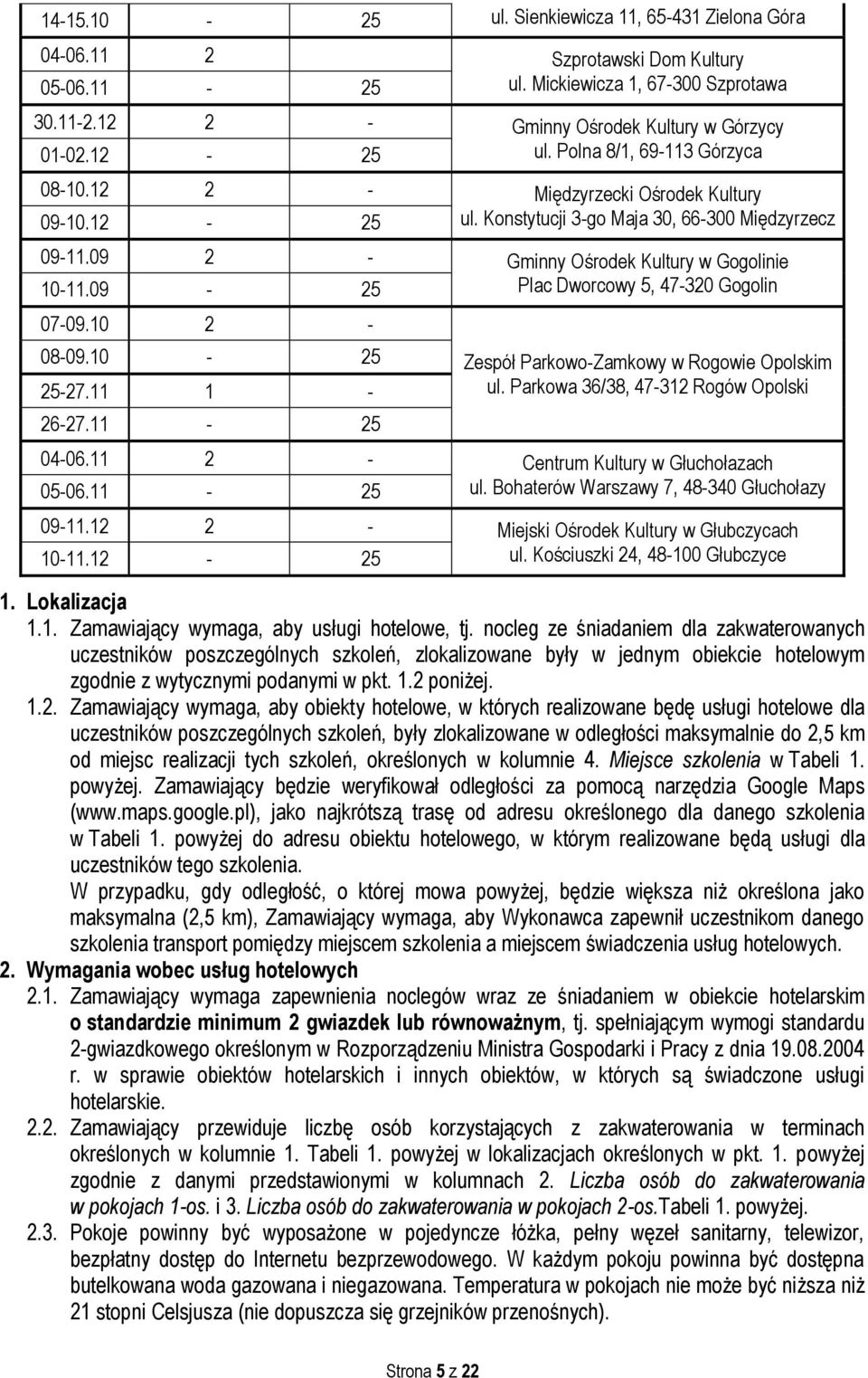 09-25 Plac Dworcowy 5, 47-320 Gogolin 07-09.10 2-08-09.10-25 25-27.11 1-26-27.11-25 Zespół Parkowo-Zamkowy w Rogowie Opolskim ul. Parkowa 36/38, 47-312 Rogów Opolski 04-06.