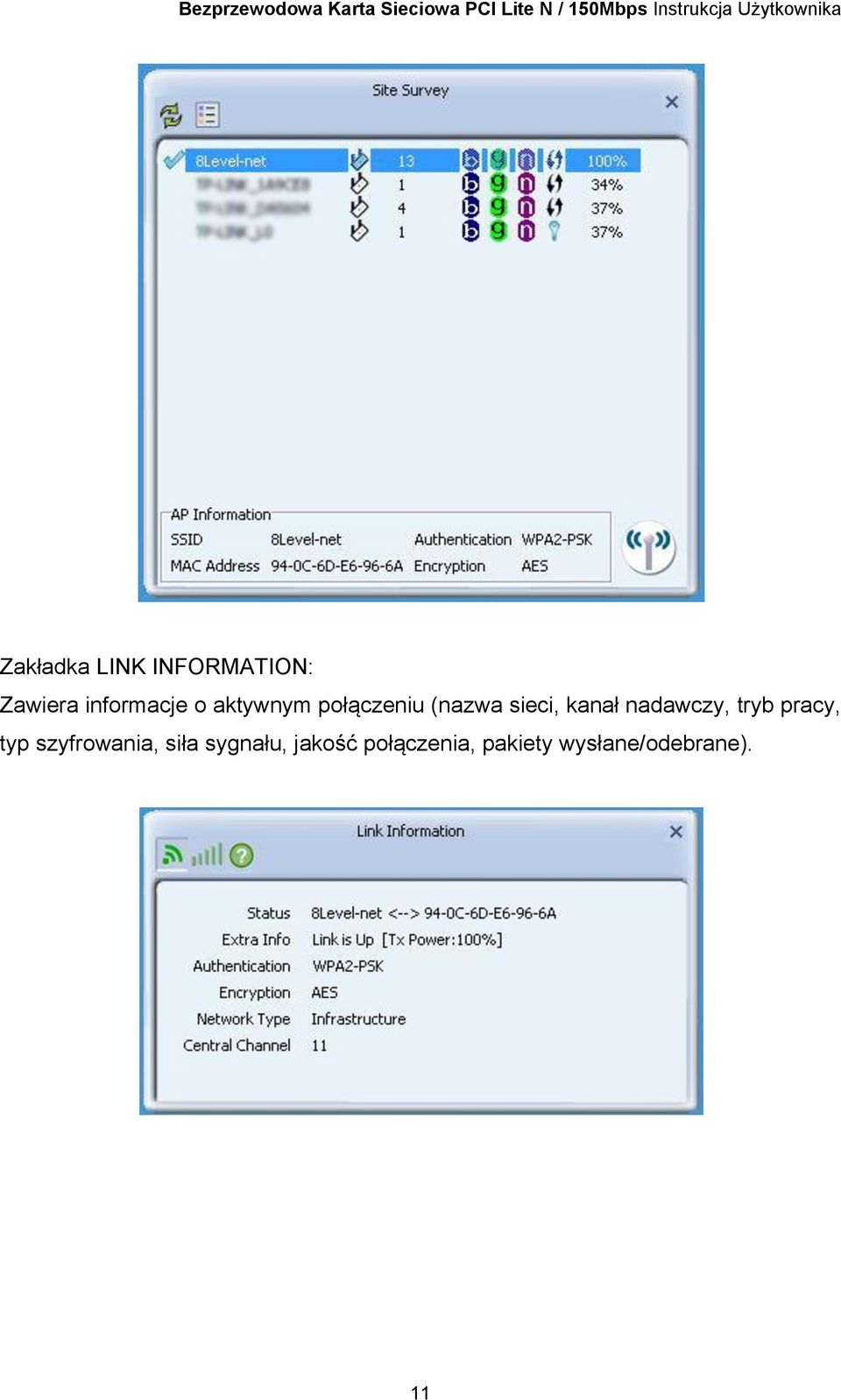 nadawczy, tryb pracy, typ szyfrowania, siła